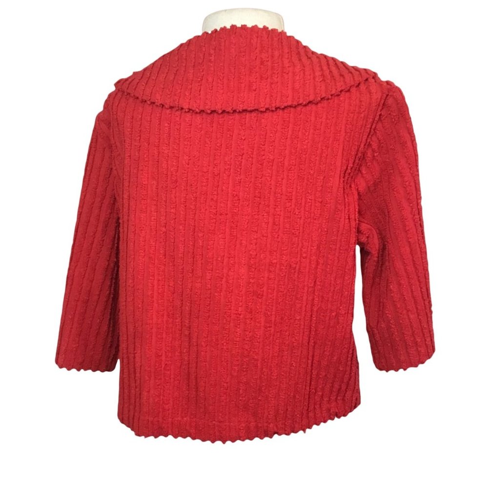 Red Chenille Short Button Front Jacket With Round… - image 5